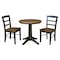 International Concepts 30 in. Round Pedestal Dining Table with 2 Madrid LadderBack Chairs - 3 Piece Dining Set K45-30RT-27B-C2-2 - alternate 1